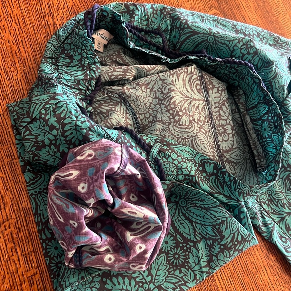 NWOT Sundance Vibrant Reef Pants Floral Scroll Turquoise Blue Purple SZ M 8-10 - Picture 11 of 16